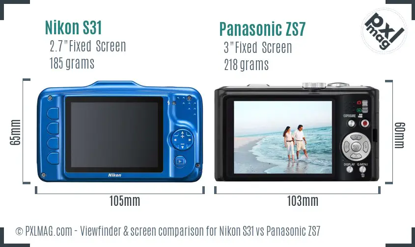 Nikon S31 vs Panasonic ZS7 Screen and Viewfinder comparison Nikon S31 vs Panasonic ZS7 Screen and Viewfinder comparison