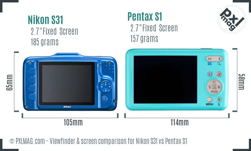 Nikon S31 vs Pentax S1 Screen and Viewfinder comparison Nikon S31 vs Pentax S1 Screen and Viewfinder comparison