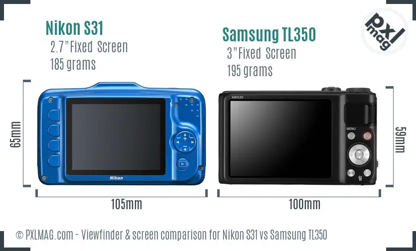 Nikon S31 vs Samsung TL350 Screen and Viewfinder comparison Nikon S31 vs Samsung TL350 Screen and Viewfinder comparison