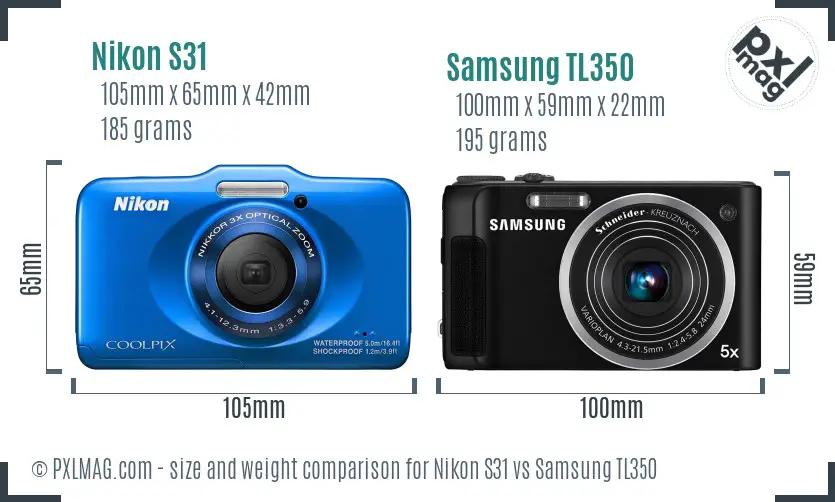 Nikon S31 vs Samsung TL350 size comparison Nikon S31 vs Samsung TL350 size comparison