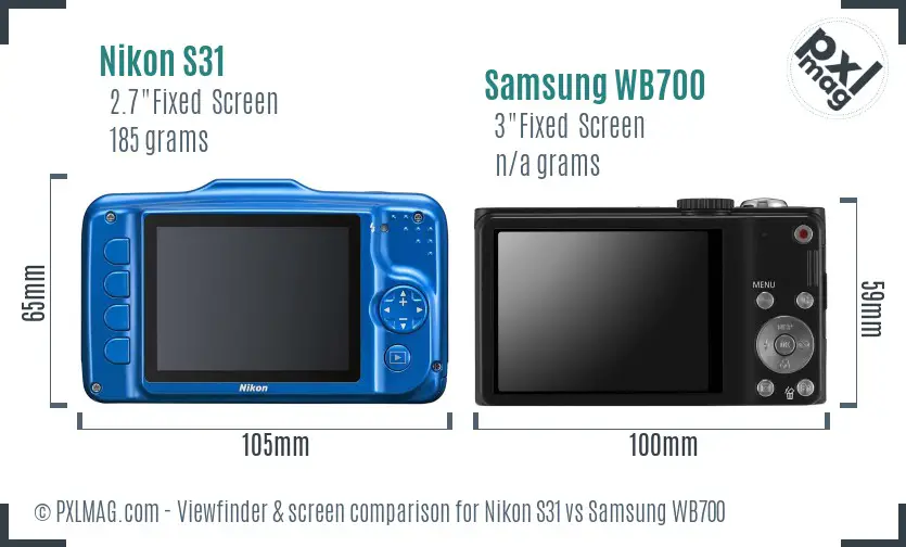 Nikon S31 vs Samsung WB700 Screen and Viewfinder comparison Nikon S31 vs Samsung WB700 Screen and Viewfinder comparison