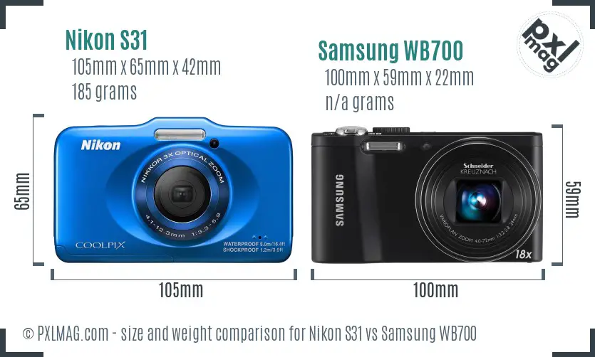 Nikon S31 vs Samsung WB700 size comparison Nikon S31 vs Samsung WB700 size comparison