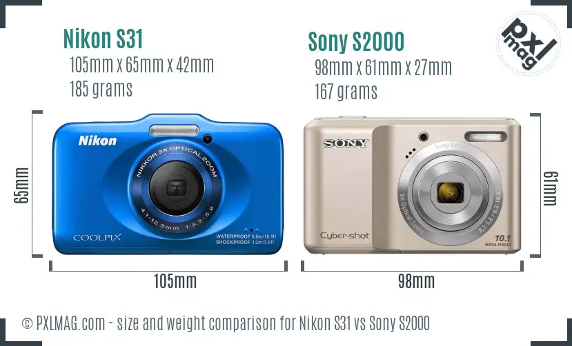 Nikon S31 vs Sony S2000 size comparison Nikon S31 vs Sony S2000 size comparison
