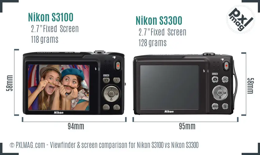 Nikon S3100 vs Nikon S3300 Screen and Viewfinder comparison Nikon S3100 vs Nikon S3300 Screen and Viewfinder comparison
