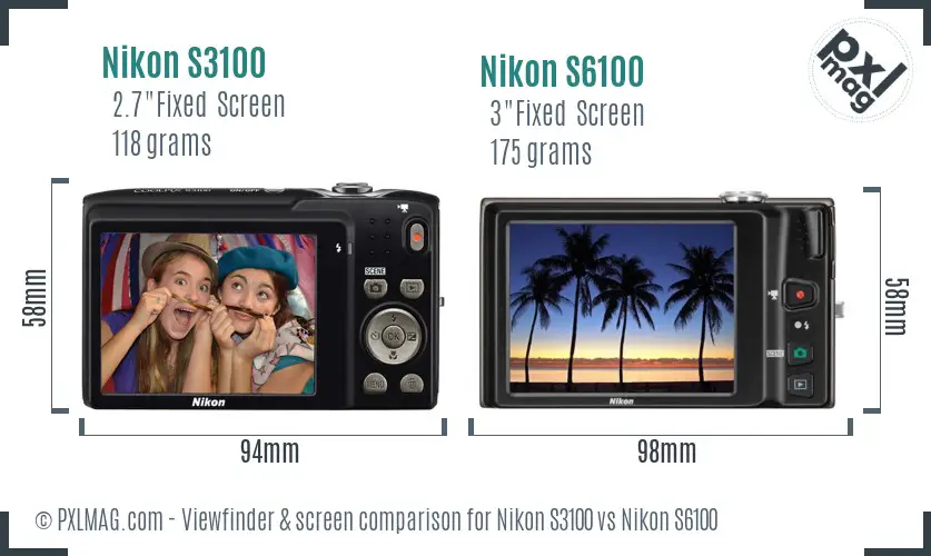 Nikon S3100 vs Nikon S6100 Screen and Viewfinder comparison Nikon S3100 vs Nikon S6100 Screen and Viewfinder comparison