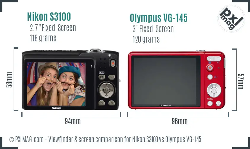 Nikon S3100 vs Olympus VG-145 Screen and Viewfinder comparison Nikon S3100 vs Olympus VG-145 Screen and Viewfinder comparison