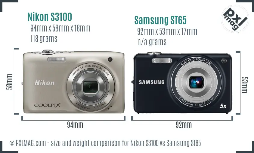 Nikon S3100 vs Samsung ST65 size comparison