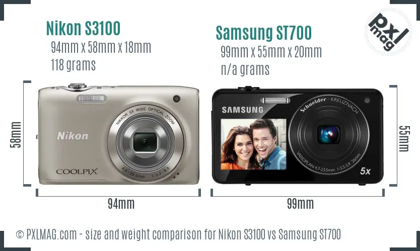 Nikon S3100 vs Samsung ST700 size comparison Nikon S3100 vs Samsung ST700 size comparison