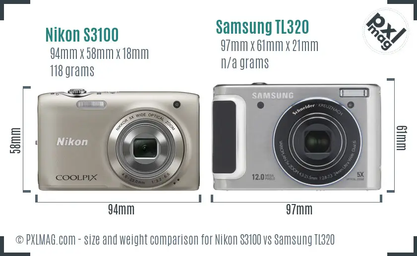 Nikon S3100 vs Samsung TL320 size comparison Nikon S3100 vs Samsung TL320 size comparison