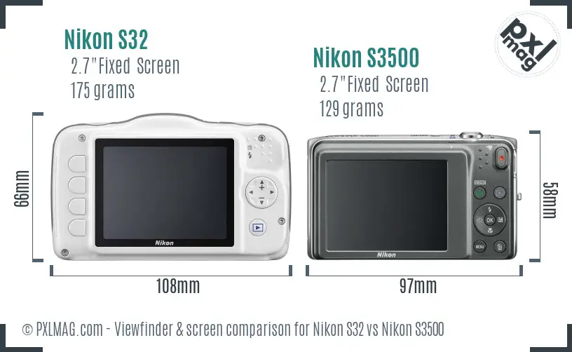 Nikon S32 vs Nikon S3500 Screen and Viewfinder comparison Nikon S32 vs Nikon S3500 Screen and Viewfinder comparison