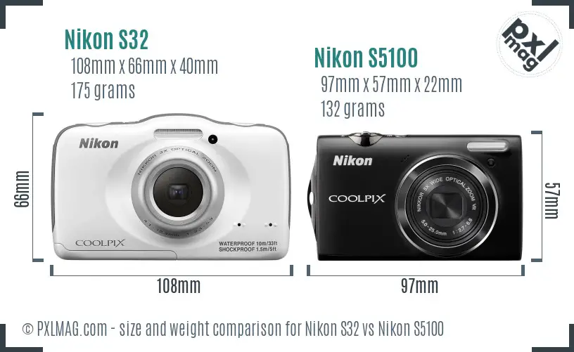 Nikon S32 vs Nikon S5100 size comparison Nikon S32 vs Nikon S5100 size comparison