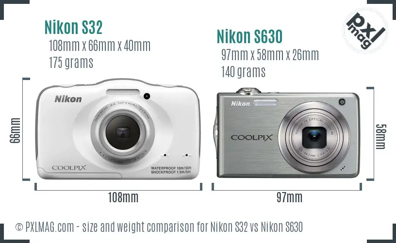 Nikon S32 vs Nikon S630 size comparison