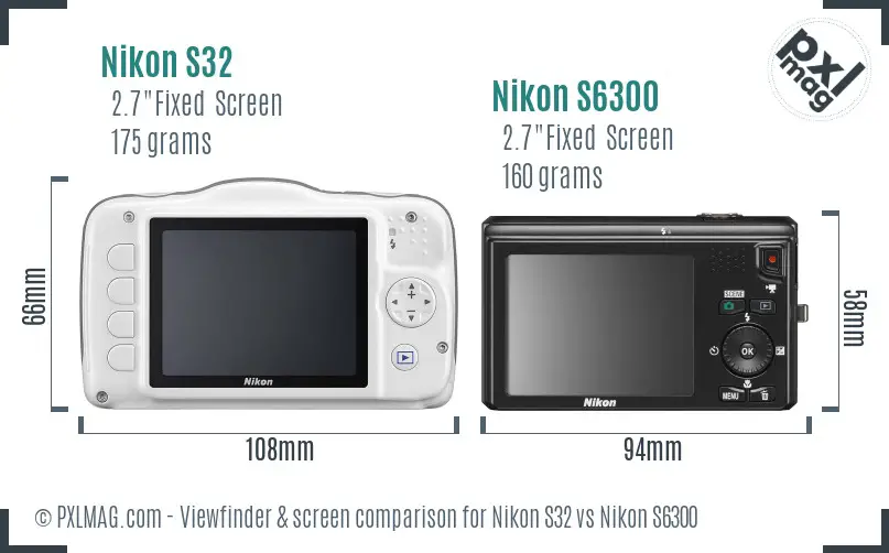 Nikon S32 vs Nikon S6300 Screen and Viewfinder comparison