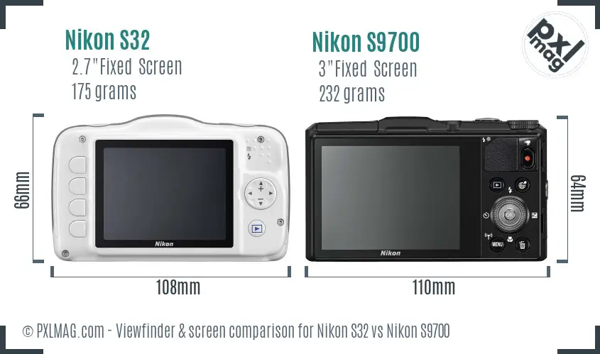 Nikon S32 vs Nikon S9700 Screen and Viewfinder comparison Nikon S32 vs Nikon S9700 Screen and Viewfinder comparison
