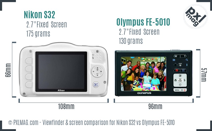 Nikon S32 vs Olympus FE-5010 Screen and Viewfinder comparison