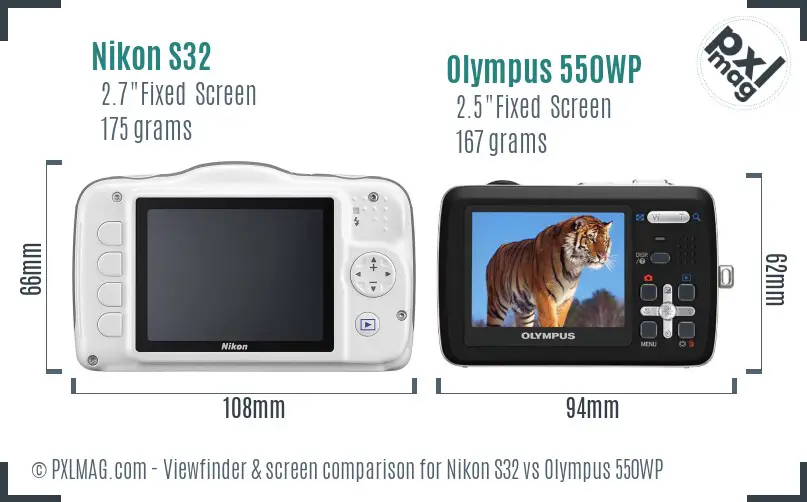 Nikon S32 vs Olympus 550WP Screen and Viewfinder comparison Nikon S32 vs Olympus 550WP Screen and Viewfinder comparison