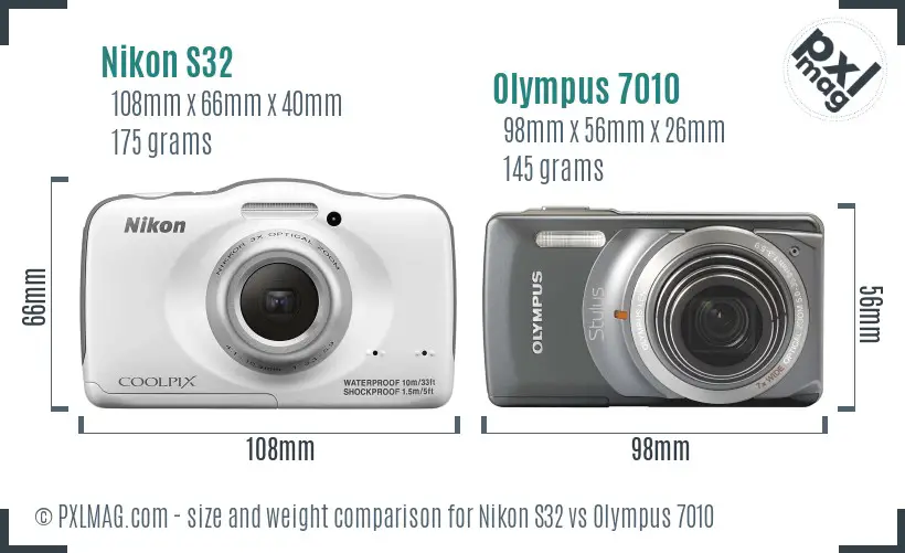 Nikon S32 vs Olympus 7010 size comparison