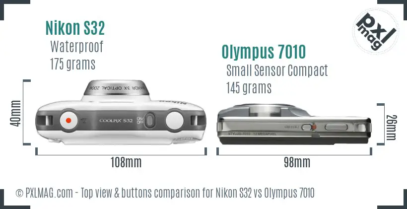 Nikon S32 vs Olympus 7010 top view buttons comparison