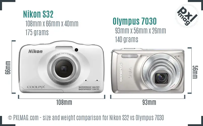 Nikon S32 vs Olympus 7030 size comparison