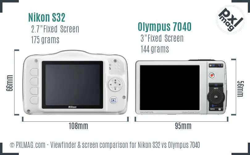 Nikon S32 vs Olympus 7040 Screen and Viewfinder comparison