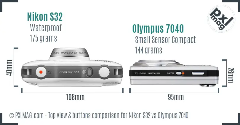 Nikon S32 vs Olympus 7040 top view buttons comparison