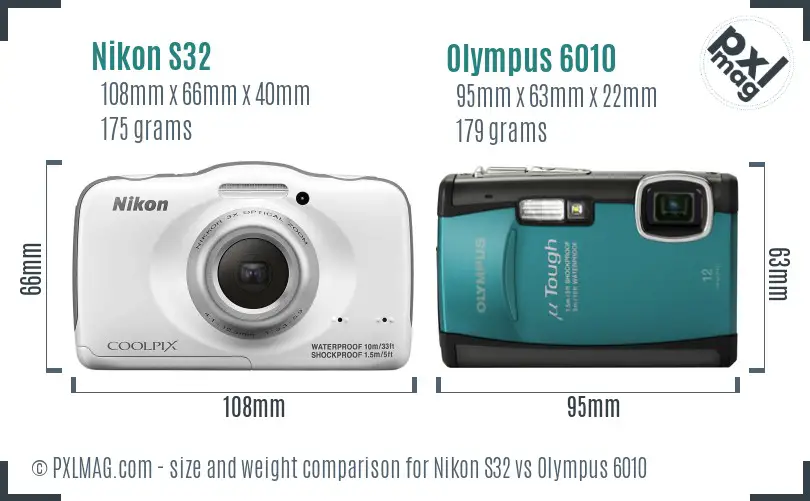 Nikon S32 vs Olympus 6010 size comparison Nikon S32 vs Olympus 6010 size comparison