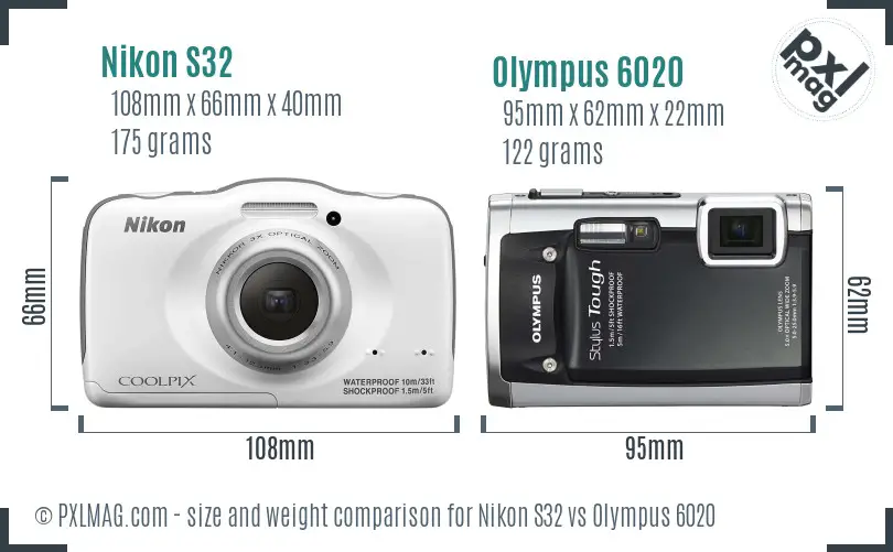 Nikon S32 vs Olympus 6020 size comparison