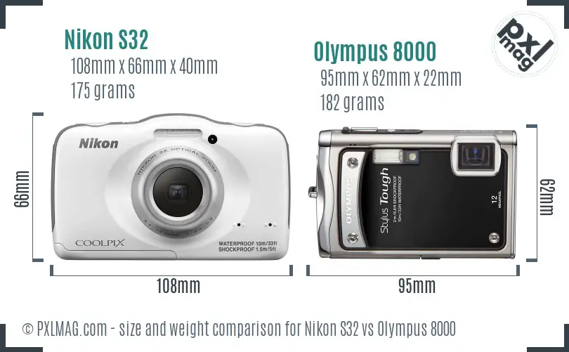 Nikon S32 vs Olympus 8000 size comparison