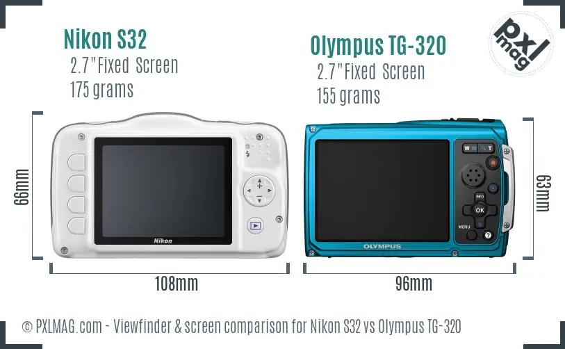 Nikon S32 vs Olympus TG-320 Screen and Viewfinder comparison