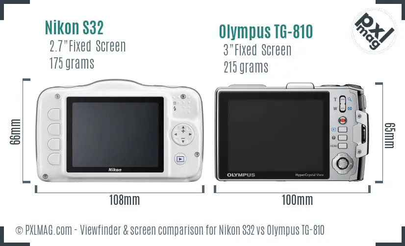 Nikon S32 vs Olympus TG-810 Screen and Viewfinder comparison Nikon S32 vs Olympus TG-810 Screen and Viewfinder comparison