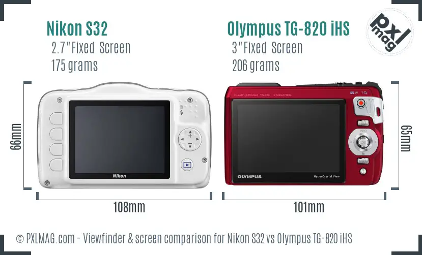 Nikon S32 vs Olympus TG-820 iHS Screen and Viewfinder comparison Nikon S32 vs Olympus TG-820 iHS Screen and Viewfinder comparison