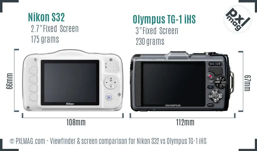 Nikon S32 vs Olympus TG-1 iHS Screen and Viewfinder comparison