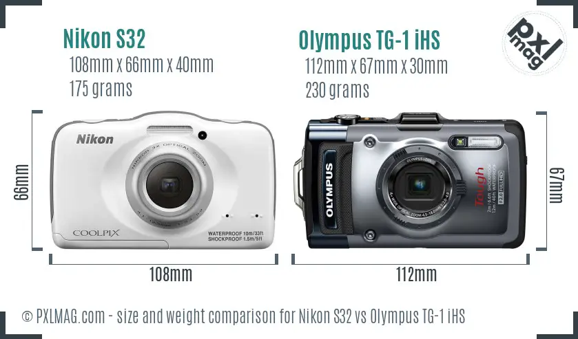 Nikon S32 vs Olympus TG-1 iHS size comparison