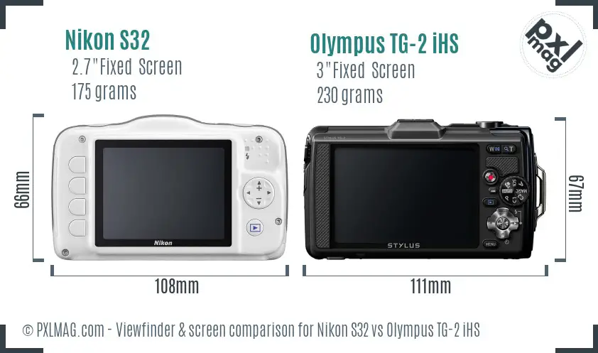 Nikon S32 vs Olympus TG-2 iHS Screen and Viewfinder comparison Nikon S32 vs Olympus TG-2 iHS Screen and Viewfinder comparison
