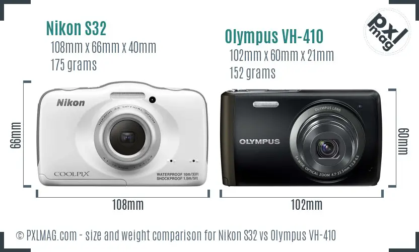 Nikon S32 vs Olympus VH-410 size comparison Nikon S32 vs Olympus VH-410 size comparison