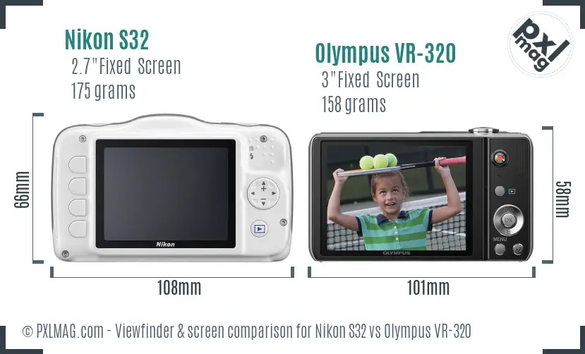 Nikon S32 vs Olympus VR-320 Screen and Viewfinder comparison