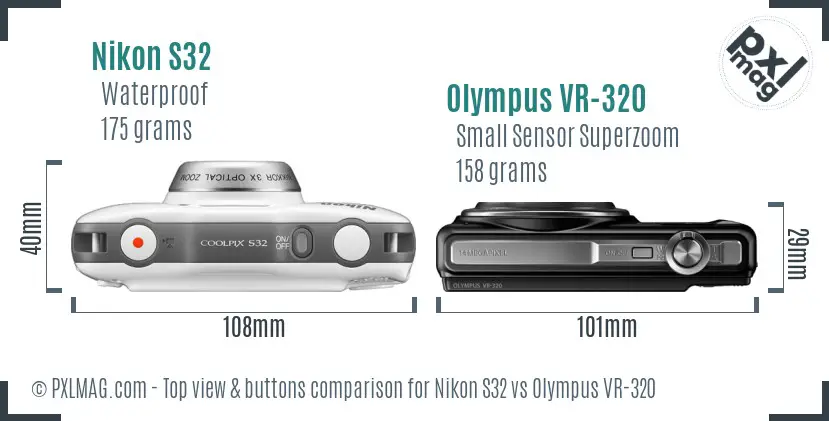 Nikon S32 vs Olympus VR-320 top view buttons comparison