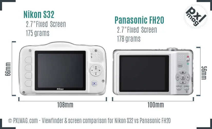 Nikon S32 vs Panasonic FH20 Screen and Viewfinder comparison