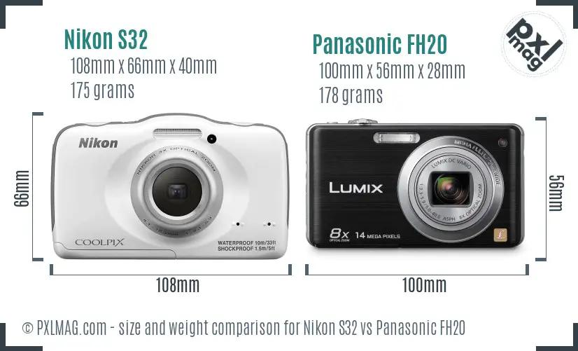 Nikon S32 vs Panasonic FH20 size comparison Nikon S32 vs Panasonic FH20 size comparison