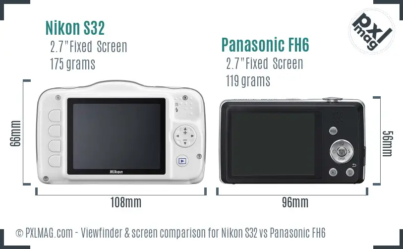 Nikon S32 vs Panasonic FH6 Screen and Viewfinder comparison