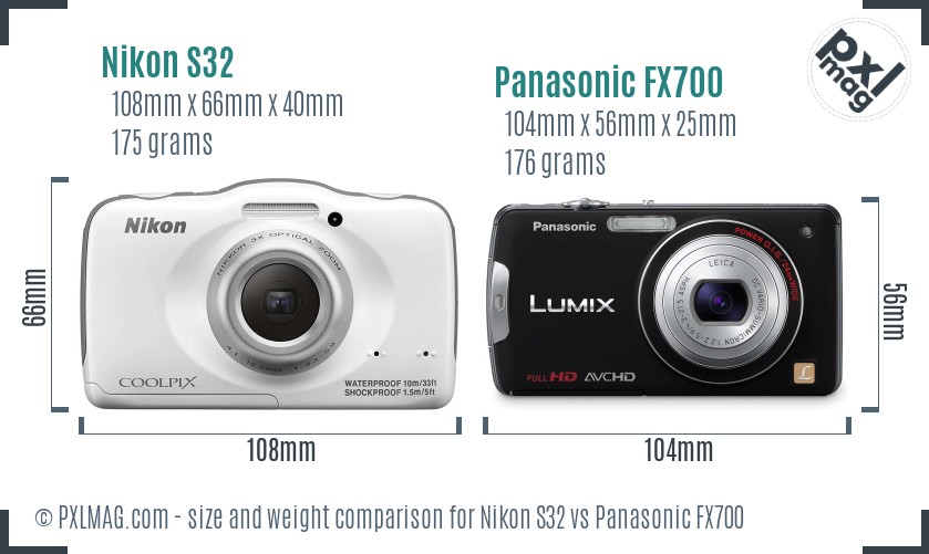 Nikon S32 vs Panasonic FX700 size comparison Nikon S32 vs Panasonic FX700 size comparison