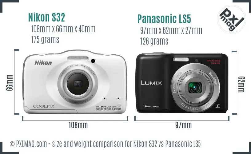 Nikon S32 vs Panasonic LS5 size comparison