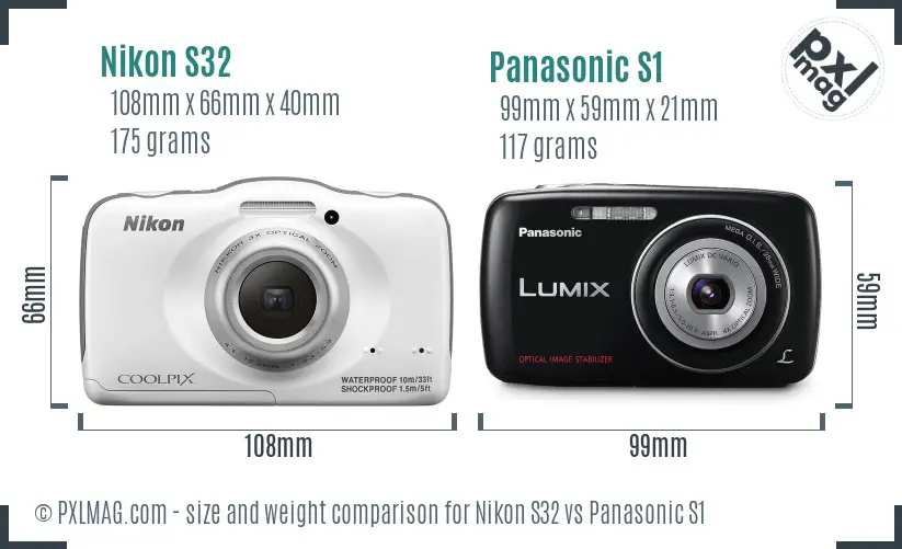 Nikon S32 vs Panasonic S1 size comparison Nikon S32 vs Panasonic S1 size comparison