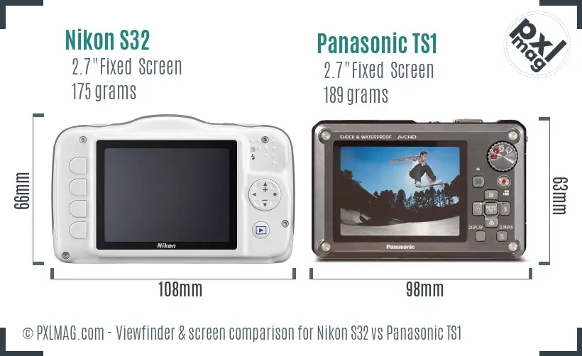 Nikon S32 vs Panasonic TS1 Screen and Viewfinder comparison Nikon S32 vs Panasonic TS1 Screen and Viewfinder comparison