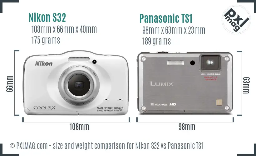Nikon S32 vs Panasonic TS1 size comparison Nikon S32 vs Panasonic TS1 size comparison