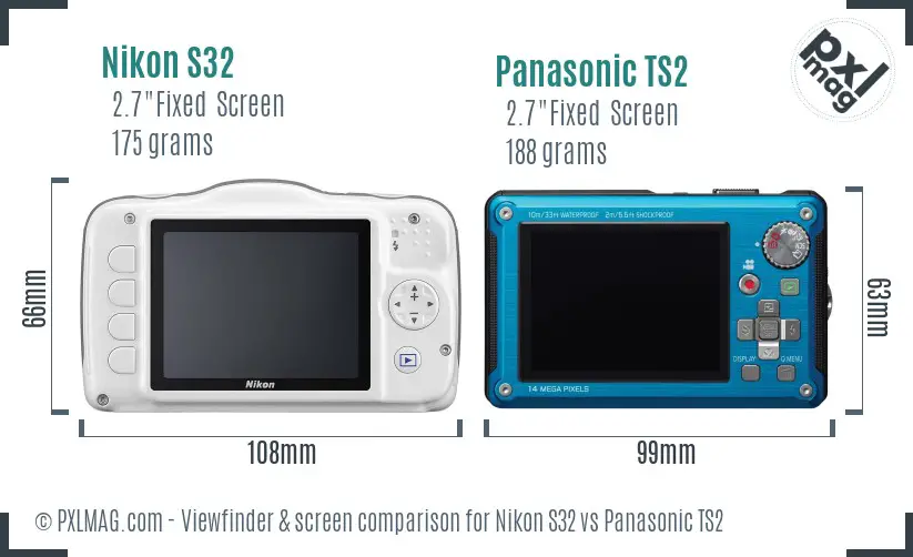 Nikon S32 vs Panasonic TS2 Screen and Viewfinder comparison