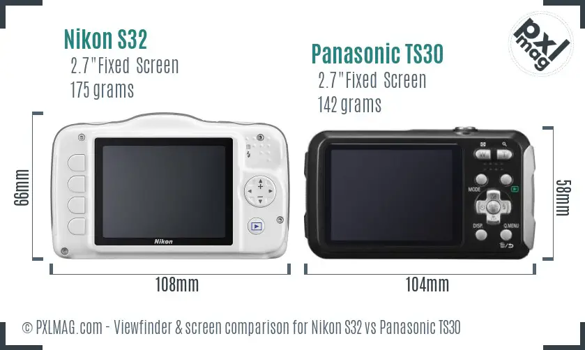 Nikon S32 vs Panasonic TS30 Screen and Viewfinder comparison Nikon S32 vs Panasonic TS30 Screen and Viewfinder comparison