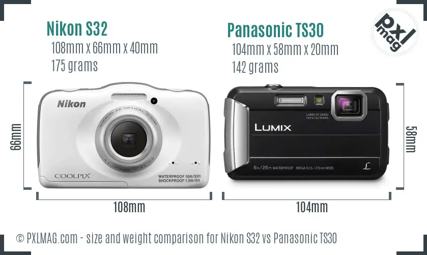 Nikon S32 vs Panasonic TS30 size comparison Nikon S32 vs Panasonic TS30 size comparison