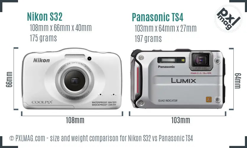 Nikon S32 vs Panasonic TS4 size comparison Nikon S32 vs Panasonic TS4 size comparison