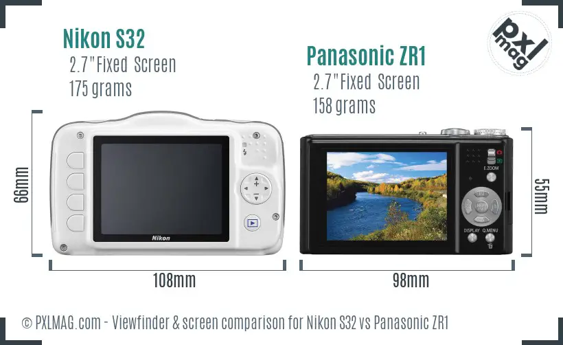 Nikon S32 vs Panasonic ZR1 Screen and Viewfinder comparison Nikon S32 vs Panasonic ZR1 Screen and Viewfinder comparison